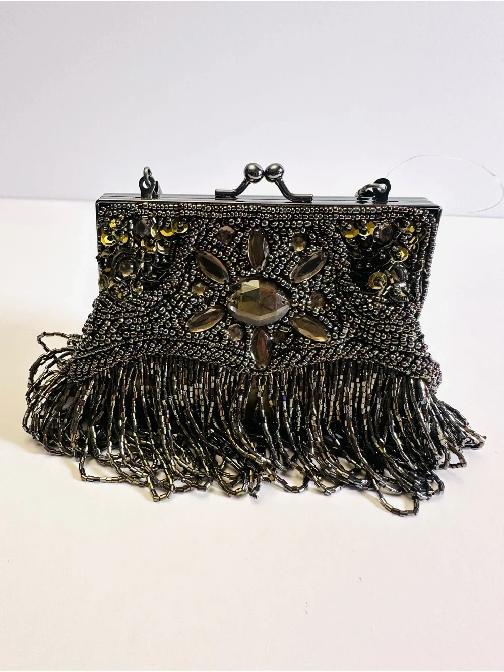 Olive green Mary Frances INSPIRED Mini Kiss Lock Beaded Evening Bag NWOT